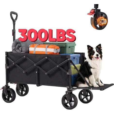 Handwagen, 100 kg Tragfähigkeit, faltbares Design, schwarz (1/2)