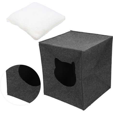 Panier carré doux pour animaux de compagnie, déhoussable et lavable, mini-panier pour chats et petits chiens. (1/5)