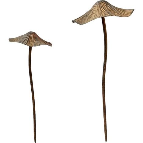 Decoraciones metálicas para jardín con forma de seta, soportes de hierro para plantas, adornos metálicos para macetas, patio, césped, jardín, juego de 2 (1/5)