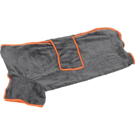 Peignoir pour chien gris, entièrement enveloppant, absorbant, à séchage rapide, en polyester doux et épais, idéal pour la maison et la piscine (taille XL). (1/5)