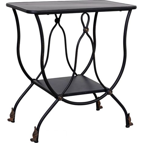 Mesa auxiliar de metal envejecido negro 60x38x65 (1/5)