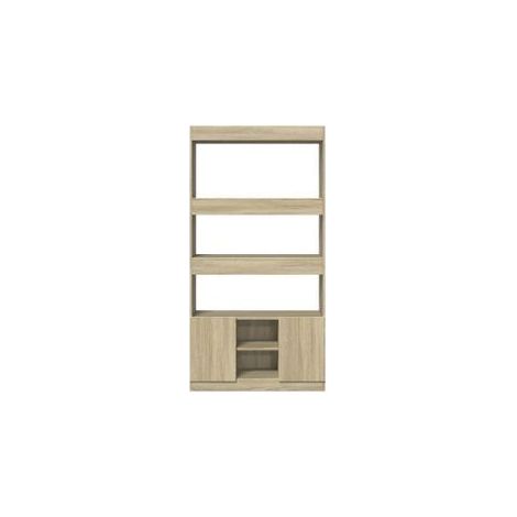 Bibliothèque multifonctionnelle en bois L92xH180xP33 – Collection Bibla-Chêne clair (1/5)