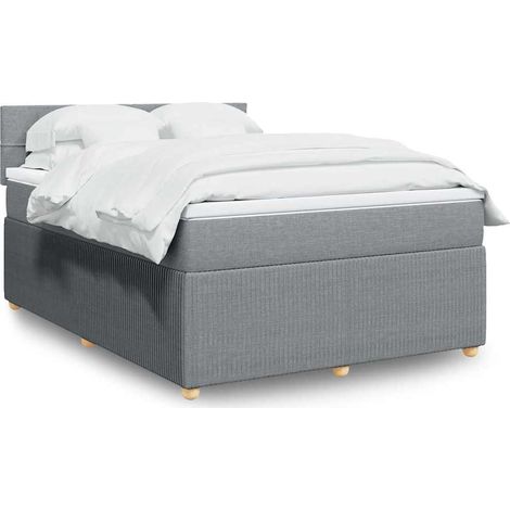 Boxspringbett mit Matratze Hellgrau 160x200 cm Stoff
