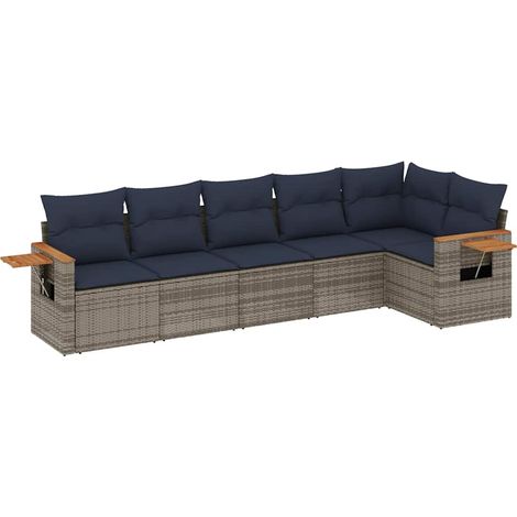 Maison Exclusive - Set Divani da Giardino 6 pz con Cuscini Grigio in Polyrattan (1/5)