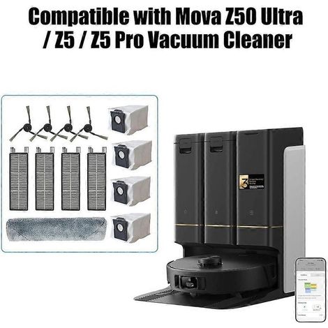 Kit di ricambi per aspirapolvere robot Mova Z50 Ultra/Z5/Z5 Pro Ultra: panno per la pulizia a rullo, spazzola laterale, filtro e sacchetto raccoglipolvere. (1/5)