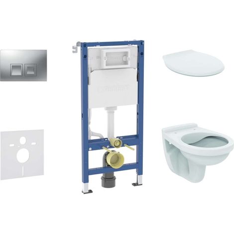 Geberit Duofix - Set per installazione pre- parete, vaso Alpha e sedile, pulsante Delta35, cromo opaco SANI11CD2145