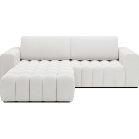 Sofá esquinero convertible DORY gris claro 250 cm con baúl de almacenamiento ángulo derecho (1/5)