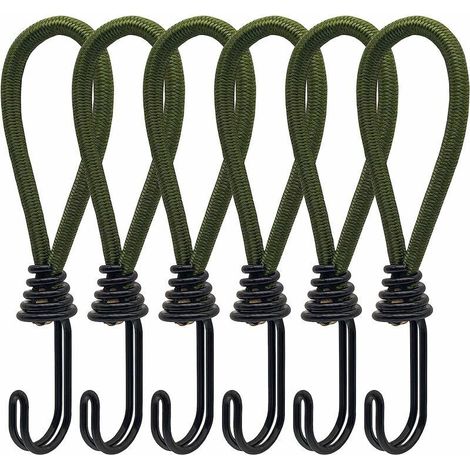 6pcs Tendeur en Caoutchouc avec Crochets en Spirale pour Tentes, bâches, bannières en PVC, Pavillons, Trampolines, Voile d'ombrage (1/4)