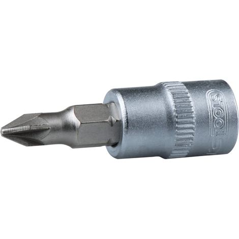Douille tournevis 3/8'', PZ2 - En Chrome Vanadium - Finition chromée satinée (1/2)