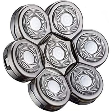 Razor Heads, 7-Head Floating Electric Shaver for Men with a Clean Shave, Universal Double Ring Blade Shaving Replacement, Durable and Fast for 5, 6, and 7-inch Electric Razors (1/4)