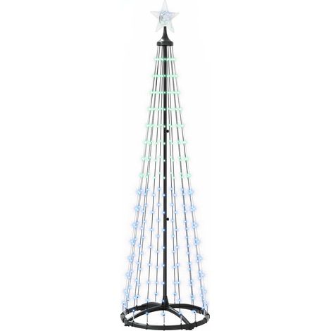 Albero di Natale a cono LED 180 cm 250 LED Multicolore Acciaio vidaXL (1/5)