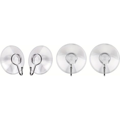 Lot de 4 ventouses avec crochets - Transparent - Pour fenêtre, salle de bain et cuisine - Idéal pour la décoration de fenêtre, les guirlandes lumineuses et comme porte-serviettes - 45 mm (1/5)