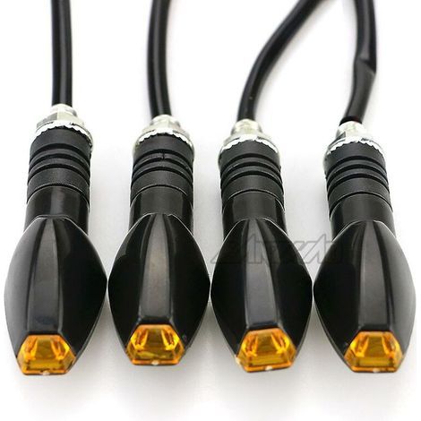 Juego de 4 intermitentes LED universales para motocicleta, luces indicadoras largas y cortas, accesorios de color ámbar. (1/4)