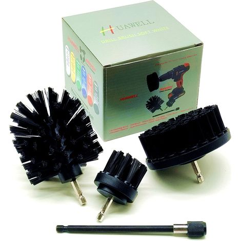 Brosse à récurer électrique avec rallonge pour perceuse - Ensemble de nettoyage en Nylon (1/5)