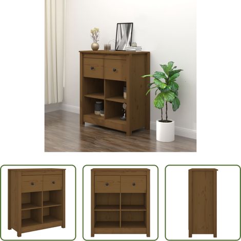 Holzbeistelltisch - Sideboard Honigbraun 70x35x80 cm Massivholz Kiefer (1/5)