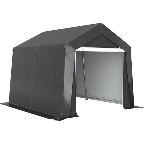 Garage de stockage 3x3 m avec bâche 200 g/m² imperméable et armature en acier galvanisé, couleur gris foncé (1/5)
