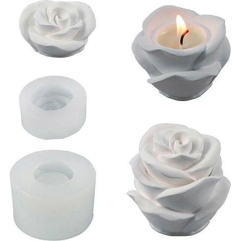 Lot de 2 porte-bougies en forme de rose pour la création de bougeoirs et porte-bougies chauffe-plat. (1/4)