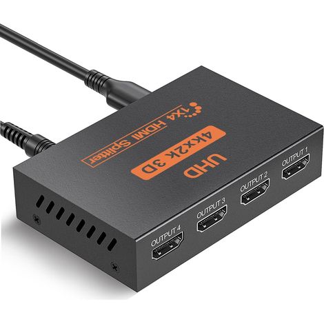 Splitter HDMI 1 in 4 Out, Splitter 4K pour 4 Moniteurs, Adaptateur Multi HDMI pour PC, Ordinateur Portable, HDTV, Projecteur, 1 Entrée 4 Sorties, Pas d'Extension (1/5)