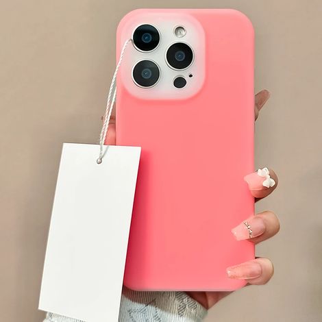 Coque de téléphone en silicone liquide couleur bonbon pour iPhone 12 Pro rose rouge (1/5)