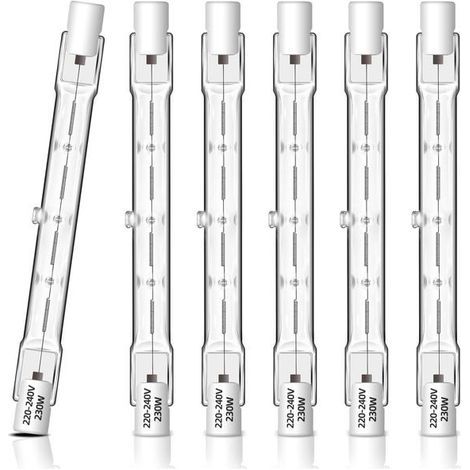 6er-Pack dimmbare R7S-Halogenlampen (118 mm, 240 W), lineare R7S-Lampe, 2700 K warmweiß, 4650 lm, 230 V Wechselstrom, J118-Sockel für Strahler (1/5)