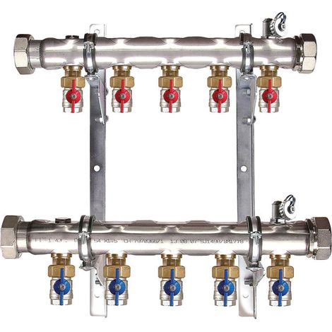 Collecteur d’eau glycolée 2'' pour 4 circuits d’eau glycolée, longueur 360 mm