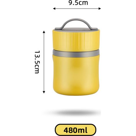 Boîte isotherme pour soupe, porridge ou lait, avec couvercle hermétique, idéale pour le petit-déjeuner ou le déjeuner. Fabriquée en acier inoxydable 304 et dotée d'un intérieur en plastique PP, elle o (1/5)