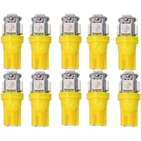 10 Pièces Lumières Jaunes, T10 w5w LED 5050SMD 12v DC 10 pièces (1/4)