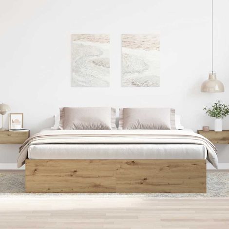 Bed Frame without Mattress Artisan Oak 200x200cm Engineered Wood vidaXL (1/5)