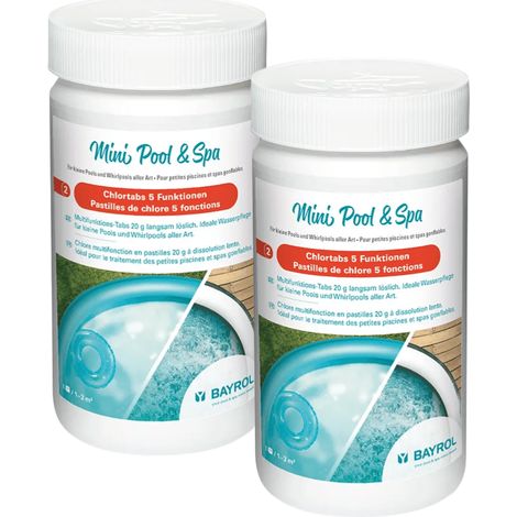 Bayrol – Pack de 2 pastilles de chlore 5 fonctions 1kg – Désinfection, prévention algues, floculation – Pour piscine hors-sol et spa