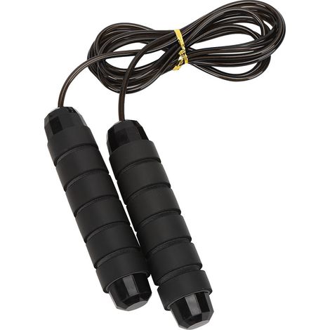Corde à Sauter Ajustable en Acier pour Fitness - Accessoire Homme Femme Adulte Enfant Noir (1/5)