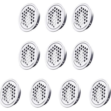 Grille de ventilation ronde, aérations en acier inoxydable, format de montage 35 mm, argent, 10 pièces(plates) (1/5)