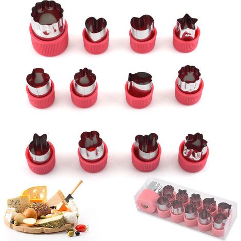 Set di formine per biscotti - Set da 12 pezzi - Acciaio inossidabile - Forme a cuore - Forme a stella - Forme a fiore - Forme rotonde - Forme di frutta e verdura - Modelli di formine - Forme fai da te (1/5)