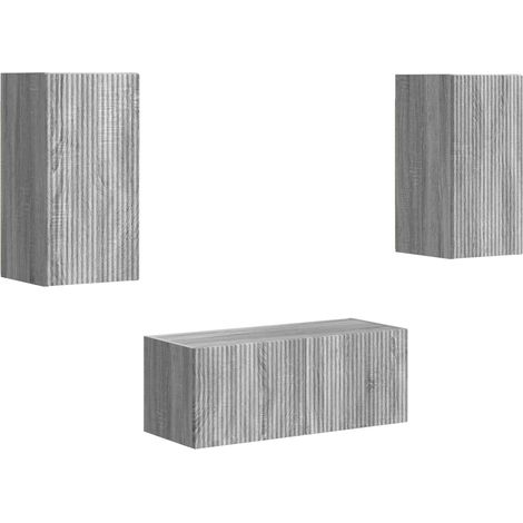 Maison Exclusive - TV-Schrankset Wandmontiert 6 pcs Graues Sonoma