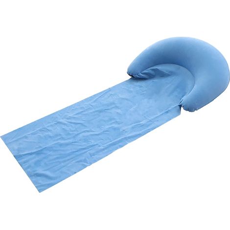 (Bleu clair) Tapis de plage gonflable pliable pour le camping en plein air, léger et portable, facile à utiliser, parfait pour les fêtes sur la plage. (1/4)
