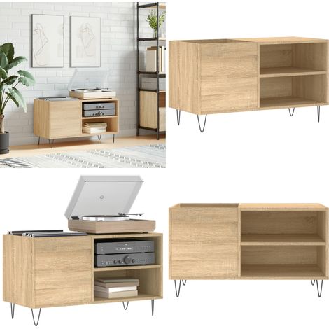 Plattenschrank Sonoma-Eiche 85x38x48 cm Holzwerkstoff - Plattenspeicher - Schallplattenregal - Vintage Möbel - Industrielles Design - Wohnzimmer Dekoration - Home & Living (1/5)