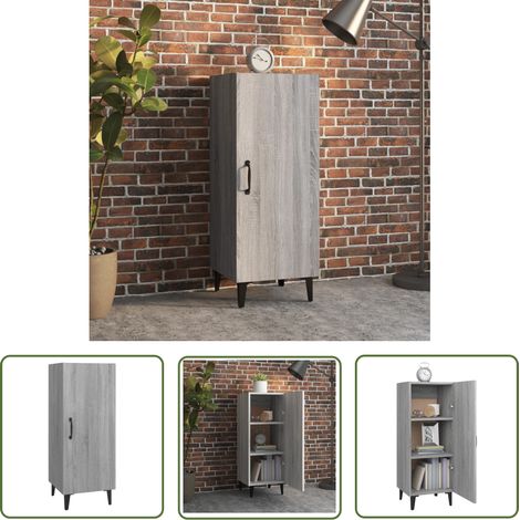 The Living Store Sideboard Grau Sonoma 34,5x34x90 cm Holzwerkstoff - Schreibtisch - Wohnzimmermöbel - Sideboard - Regal - Grau (1/5)