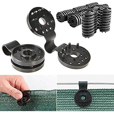 100 Clips de Fixation traités Anti-UV pour Brise Vue Filet grele de 90 à 350g/m2 - Attaches Filet exterieurcrochets (1/5)