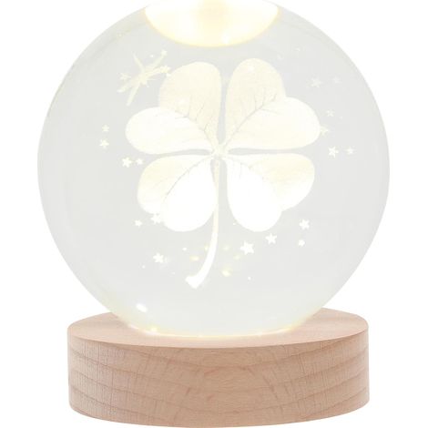 Veilleuse Boule Cristal Trèfle à Quatre Lampe de Bureau (1/5)