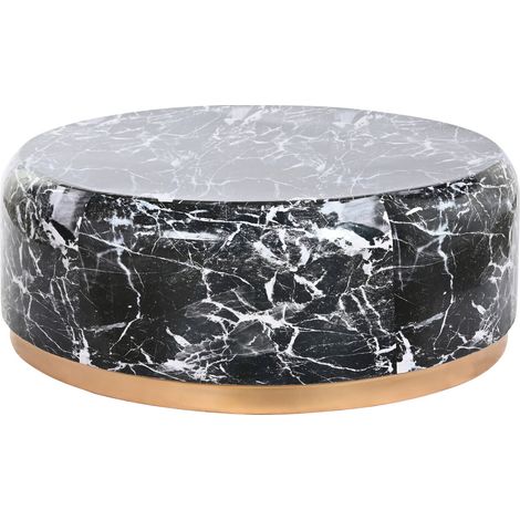 Table Café Fer 120X120X46,5 Imitation Marbre Noir (1/5)