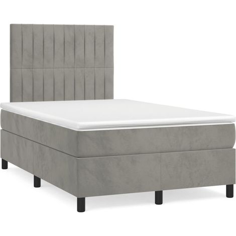 Boxspringbett mit Matratze Hellgrau 120x190 cm Samt