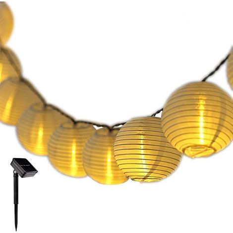 10m Solarleuchten Garten Hängend Lampions Lichterkette Solar Außen, Wasserdicht, 40 Lampions, Warmweiß mit 2 Beleuchtungsmodi (1/5)