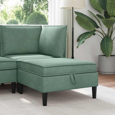 Taburete de Sofá con Almacenamiento Verde Mar Terciopelo