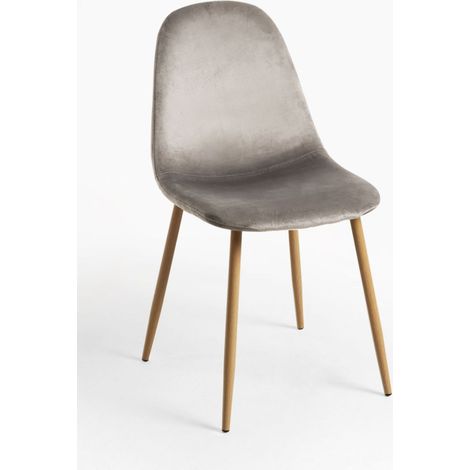 Sillas Comedor - Silla Teok Terciopelo - Gris claro
