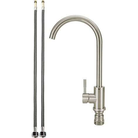 Standard G1/2" Küchenarmatur aus gebürstetem Edelstahl für Warm- und Kaltwasser (1/5)