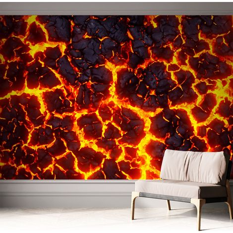 Papier peint adhésif décoratif avec colle pour salon chambre à coucher et bureau Design moderne et facile à poser Magma puissant 312x219 cm (1/5)
