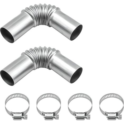 2 Pcs Tuyau d'Echappement de Voiture, avec 4 Collier de Serrage, 25mm13cm Connecteur Angle Tuyau Echappement Rechauffeur en Acier Inoxydable pour Chauffage Diesel Voiture, Tuyau d'Event de Gaz (1/5)