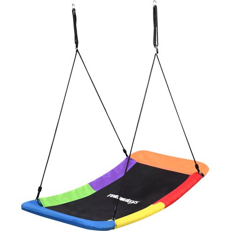 Balançoire-nid Relaxdays, incurvée, enfants & adultes, 150 kg, multi-enfants, L x P : 150 x 80 cm, multicolore (1/5)
