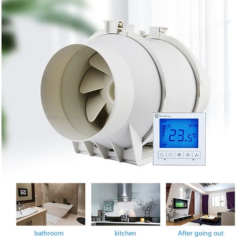 Ventilateur Extracteur d'air, économique 150mm,Ventilateur d'extraction rond à trois vitesses , Avec fonction de détection de température : salle de bain, cuisine, cave. (1/5)