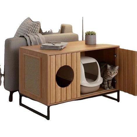 Katzenstreu-Box Schrank, Stilvolles Design, Einfache Zugänglichkeit, armeegrün (1/2)