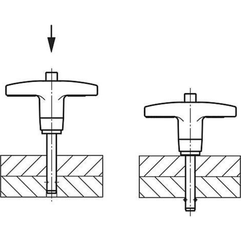 KIPP Kugelsperrbolzen mit T-Griff 5mm 70mm Edelstahl Aluminium (1/2)